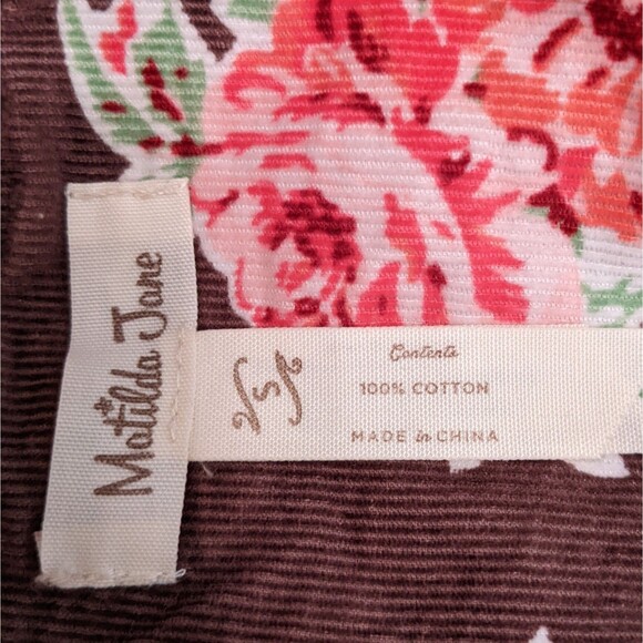 Matilda Jane Sydney Reversible Quilted Puffer Vest Brown Floral Corduroy  S - Picture 14 of 15